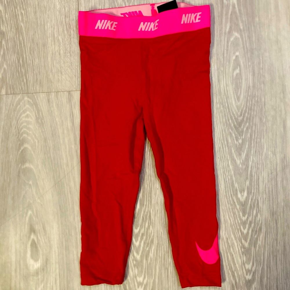 Nike Dri fit pants, red with pink trim, size 2T